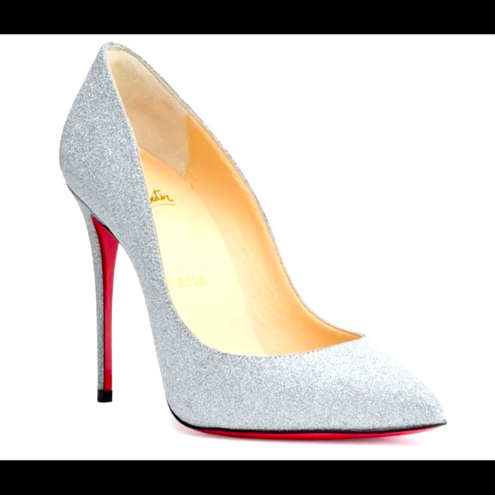 Christian Louboutin's Pigalle Follies Silver Pump 100 - Size 40